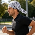 thumbnail image 3 of VeFlora Paisley Bandana Skull Cap, Breathable Sweat Wicking Quick Dry Do Rag, Stretchy Head Wrap for Cycling, Motorcycle, Hiking, Running and Outdoor Activities, Unisex(White), 3 of 8