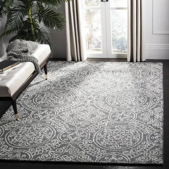 SAFAVIEH Abstract Amadine Geometric Wool Area Rug, Gray/Ivory, 4' x 6'