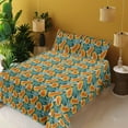 thumbnail image 2 of Ambesonne Tropical Fitted & Flat Sheet with Shams 4 Pcs Set, Papaya Fruits and Flowers, King, Teal and Burnt Orange, 2 of 5