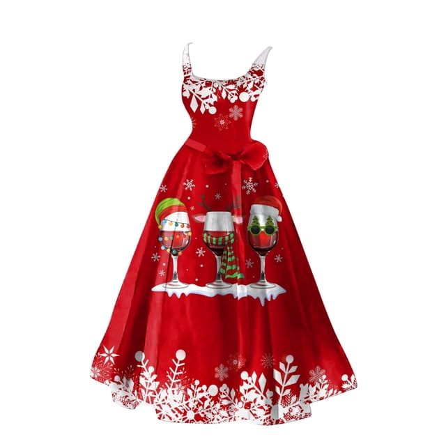 Wyzesi Robes Courtes de Soirée pour Femmes Élégantes Robe Décontractée de Vacances pour Femmes Imprimée à Manches Courtes Robes Rouges pour Femmes Élégantes Coupe Trapèze