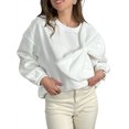 thumbnail image 1 of Gupgi Women Loose Pullover Fall Tops Cute 3D Bowknot Solid Color Long Sleeve Crew Neck Sweatshirt, 1 of 6