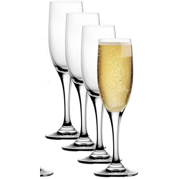 Stolzle Pack Lead-Free Crystal 6.5oz Adela Champagne Flute Wine Glasses Set Germany (4)