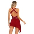 thumbnail image 2 of YIZYIF Womens Lyrical Dance Costume Halter Neck Sparkle Rhinestone Flowy Skirt Leotard Dress Ballet Modern Dancewear Burgundy-A S, 2 of 7
