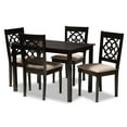 thumbnail image 2 of Baxton Studio Renaud Modern and Contemporary Sand Fabric Upholstered Espresso Brown Finished 5-Piece Wood Dining Set, 2 of 7