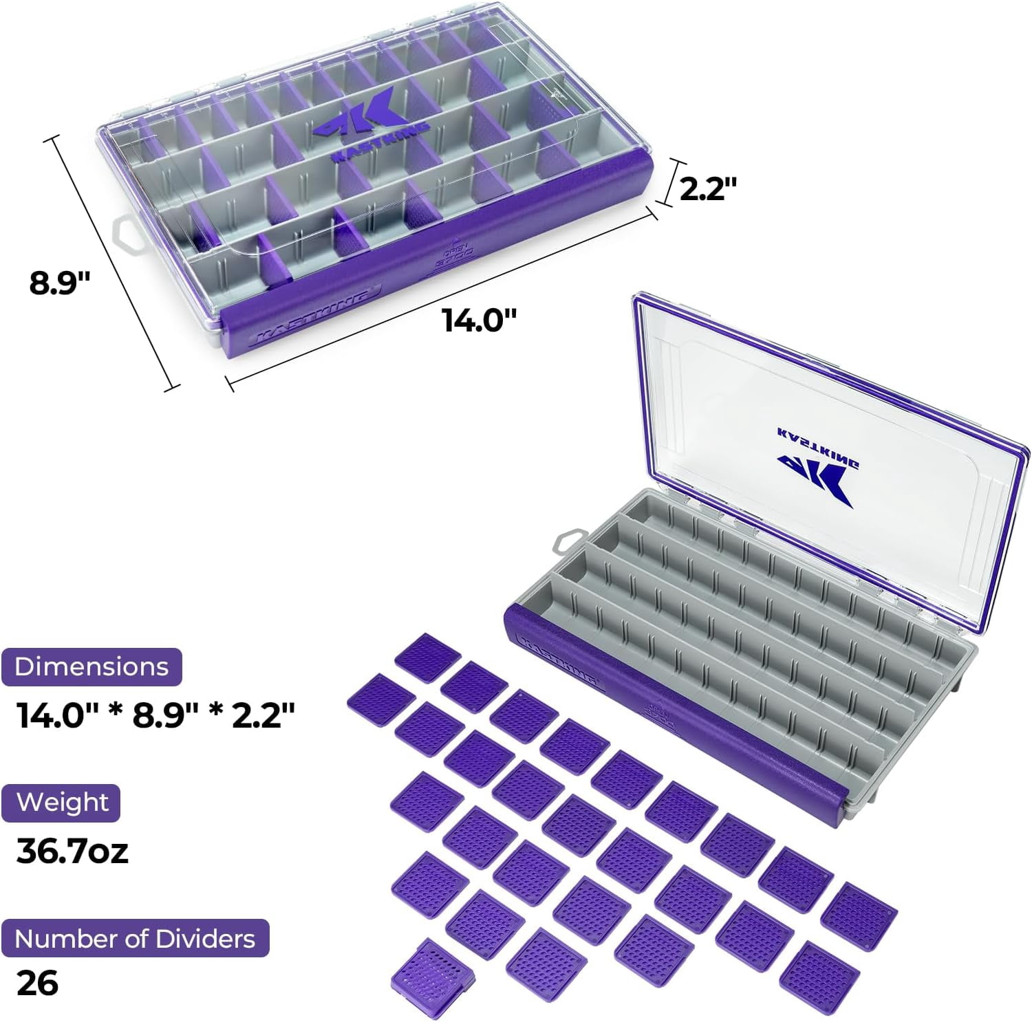 KastKing Waterproof Tackle Box,3700 Tackle Trays, Fishing -HyperSeal