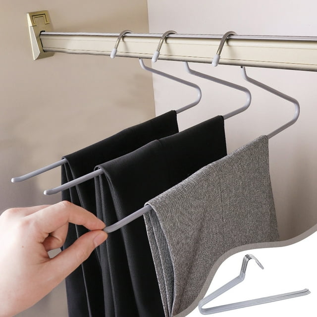 Birdeem Porte-Pantalons en Forme de Z, Support à Vêtements en Fer Robuste pour Économiser de l'Espace dans la Garde-Robe, Organisateur de Rangement, Lot de 5, Noir
