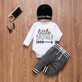 thumbnail image 6 of Douhoow Baby Boys 2PCS Outfit Set Long Sleeve Letter Pattern O Neck Romper Long Pants Beanie Hat, 6 of 9
