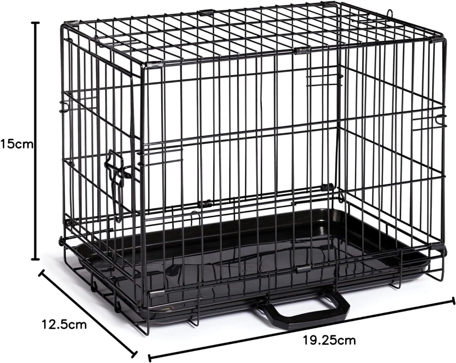 MONGJI Home On-The-Go Single Door Dog Crate - Extra Extra Small Collapsible Dog Cage for Travel, Indoor, and Outdoor Use, Foldable Kennel Design, Deep Plastic Pan - XXS, Black