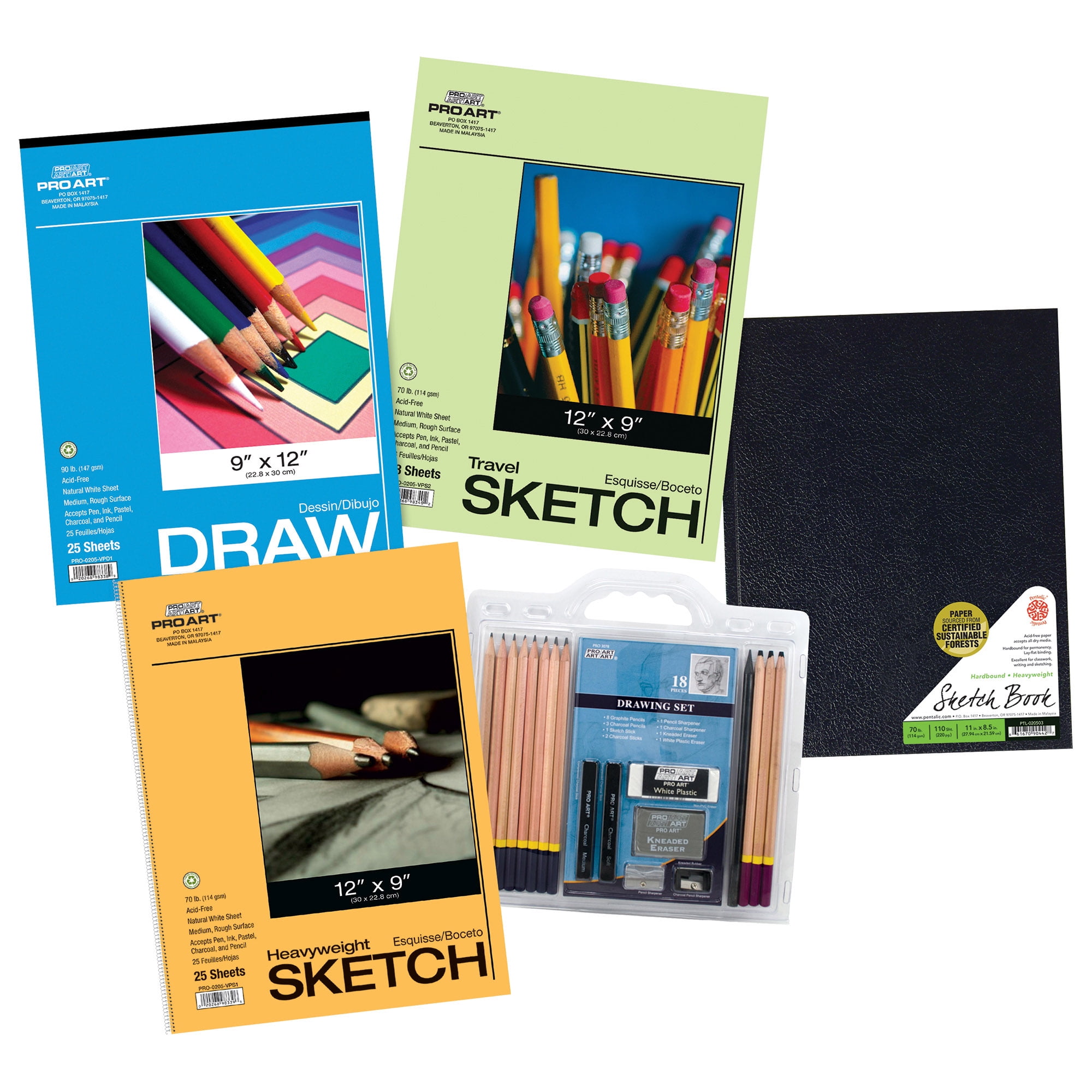 Pro Art Hardbound Book Drawing and Sketch Paper 22 Piece