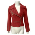 thumbnail image 5 of YODETEY Womens Winter Ladies Vintage Zipper Bomber Jacket Casual Coat Outwear Red 10(XL), 5 of 7