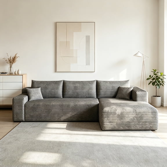 AUU 103" Cloud L-Shape Modular Sectional Sofa with Deep Seats – No Assembly Required, Plush Corduroy Upholstered Couch for Living Room or Apartment