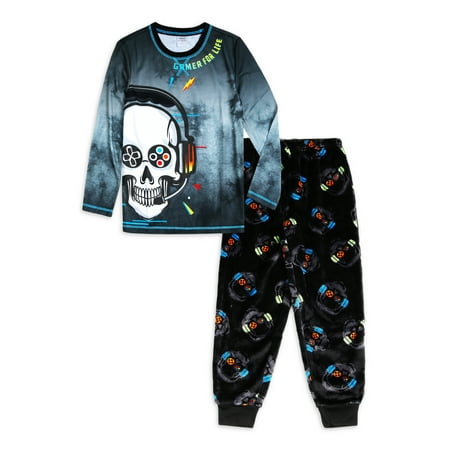Wonder Nation Boys Long Sleeve Top and Pants Pajama Set, 2-Piece, Sizes 4-18 & Husky