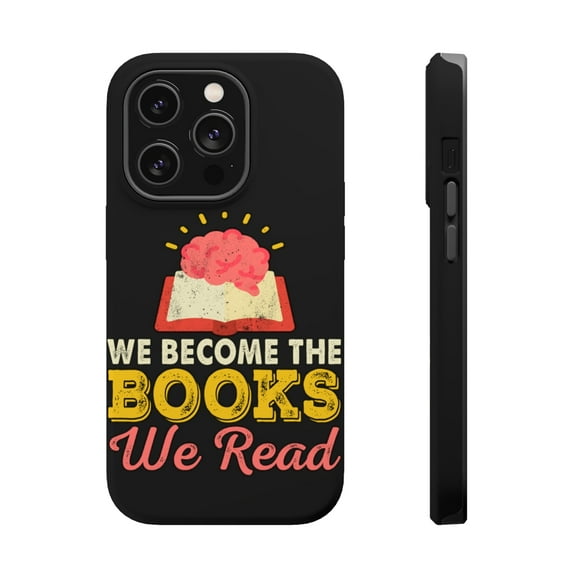 DistinctInk Tough Case for Apple iPhone 15 PRO (6.1" Screen), Compatible with MagSafe Charging - Become Books We Read