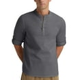 thumbnail image 6 of Iceglad Men Henley Neck Long Sleeve Cotton Linen Shirt Casual Beach Outfit Dress Shirt Dark Grey XL, 6 of 8