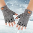 thumbnail image 2 of Big Clearance! Gloves for Cold Weather, Baberdicy Half Finger Warm Knit Gloves for Adult Thickened Open Finger Outdoor Jacquard Gloves for Cycling Winter Gloves, 2 of 8