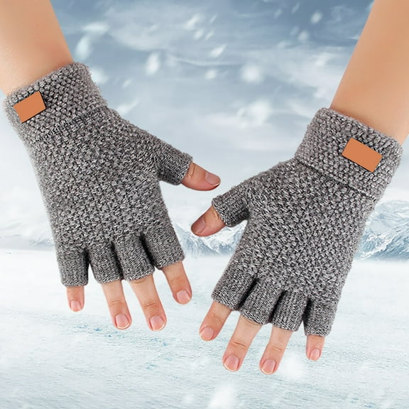 Half Finger Warm Knit Gloves For Adult Thickened Open Finger Outdoor Jacquard Gloves For Cycling Gloves Mittens Men Ski Gloves Mittens Men Mittens for Women Cold Weather Heated Winter Gloves Mittens