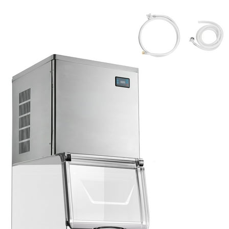 KFFKFF Commercial Ice Maker Machine - 450 Lbs/Day Stainless Steel Ice Machine with Programmable Ice-Making, Self-Cleaning Function, Adjustable Ice Thickness, Suitable for Restaurants, Bars, Cafes