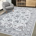 thumbnail image 2 of HOMERRY Washable Area Rug 5' x 7' Vintage Distressed Floral Area Rug for Living Room Bedroom Non-Slip Accent Rug, Lighy Gray, 2 of 6