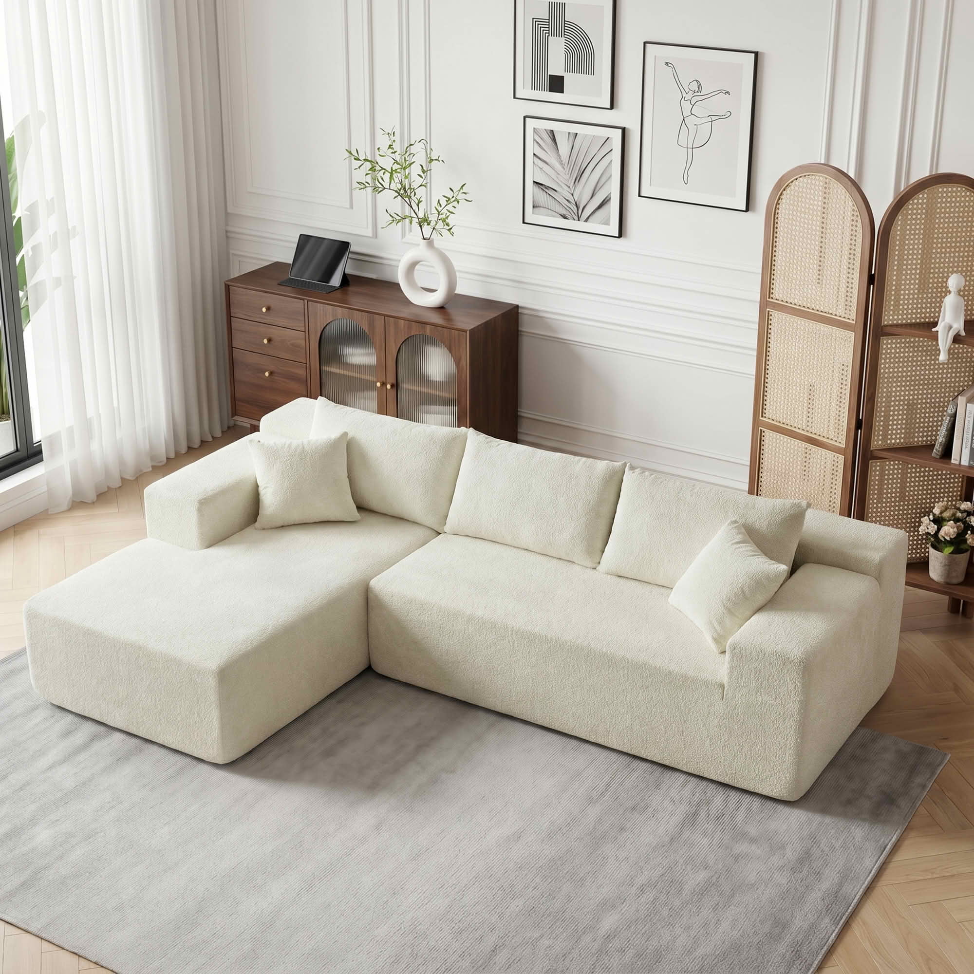 MAYEERTY 104" Cloud Sectional Couch with L-Shape Chaise, Modern Modular Sofa with Deep Seat, Upholstered Couches with Back Cushion for Living Room Bedroom, No Assembly Required