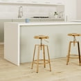 thumbnail image 6 of Metal Bar Stools Set of 2, Modern Backless Adjustable Swivel Counter Height Barstools with Bullnosed Seat, Hoop Footrest, Rubber Pads for Kitchen Island, Bar, Dining or Pub (Gold), 6 of 12