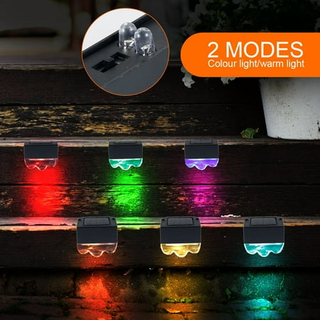 

KTCINA Solar Railing Light Outdoor LED Solar Fence Light Auto ON/OFF Solar Deck Light IP44 Waterproof Solar Step Light with Warm and Colorful Light for Patio Yard Garden Pathway