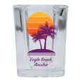 thumbnail image 1 of Eagle Beach Aruba Souvenir 2 Ounce Square Shot Glass Palm Design, 1 of 3