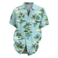 thumbnail image 4 of Hawaiian Shirts for Men Short Sleeves Printed Button Down Shirts Summer Beach Mens Shirts Clearance 13-Sky Blue 3XL, 4 of 5
