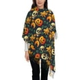 thumbnail image 3 of Honeii Halloween Skull Print Scarf Oversized Scarf Tassel Fall Winter Thick Scarf Warm Shawl Women,Women's Scarves & Wraps, 3 of 8