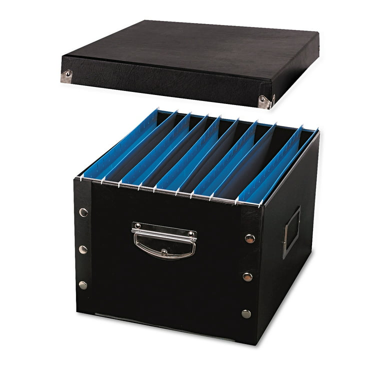 Snap-N-Store Collapsible Index Card File Box, Holds 1,100 3 x 5 Cards, Black (IDESNS01573)
