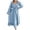 Blue, variant on Women’S Casual Square Neck Long Sleeve Maxi Dress, Smocked Bodice Ruffle Trim Flowy A-Line Swing Dress With Ruffled Hem, Soft Lightweight Polyester Fabric, 1pc, Sizes S M L XL
