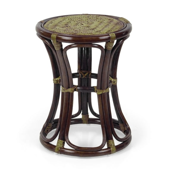 SK New Interiors Breeze Natural Rattan Wicker Stool Plant Stand ECO Handmade Design, Dark Brown