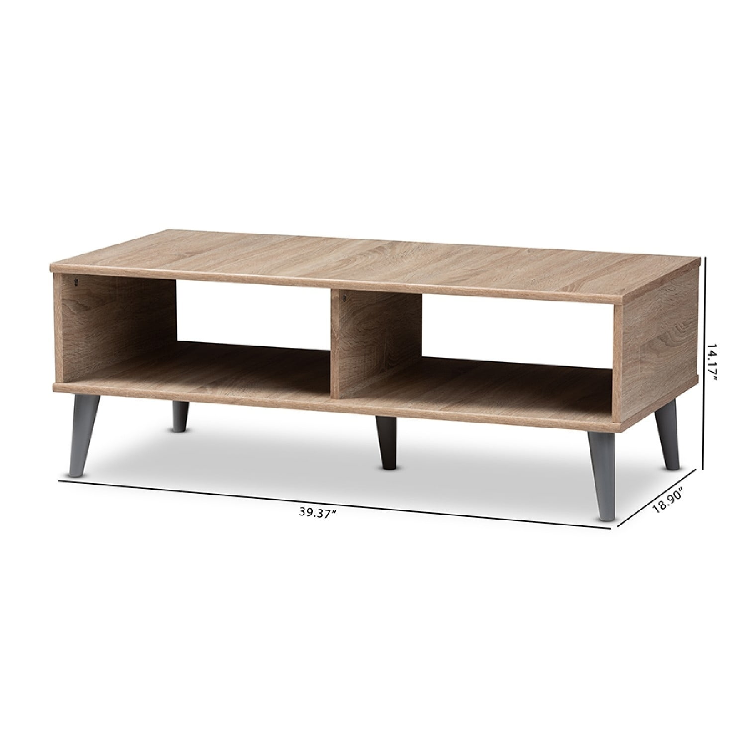 Baxton Studio Pierre Mid Century Modern Brown and Dark Grey Finished Wood Coffee Table