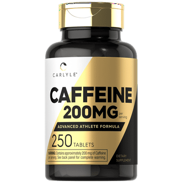 Caffeine Pills 200mg | 250 Tablets | Vegetarian, Non-GMO & Gluten Free Supplement | By Carlyle