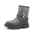 thumbnail image 4 of Botas Ninos Para Niña Pedrería Love Ajuste Hebilla Chunky negro 19, 4 of 6