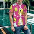 thumbnail image 6 of Zufioo Pink Green Avocado Print Men's Baseball Short Sleeve, Moisture Wicking Button-Down Hip Hop Tee-Medium, 6 of 7