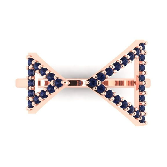 Statement Engagement Ring for Women - 0.2475ct Simulated Blue Sapphire in 18K Rose Gold Promise Ring