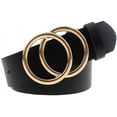 thumbnail image 1 of Cinturón de cuero de PU para mujer con doble anillo en O, cinturón de cintura de cuero sintético suave $Cinturón de cuero de PU para mujer con doble anillo en O Cinturones de cuero de imitación suave, 1 of 7