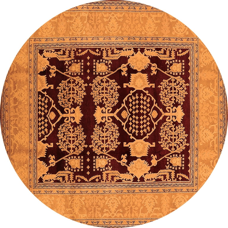 Ahgly Company Indoor Round Oriental Brown Industrial Area Rugs, 5