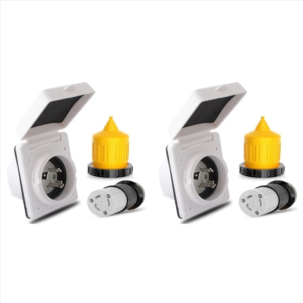 2X Kit de de Corriente para RV de 30 Amperios con Protector de Cable de Arranque, Conector Macho Hembra NEMA L5-30P L5-30R de 125 V