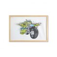 thumbnail image 1 of Motorcycle Wall Art with Frame, Wild and Dangerous Looking Troll Animalistic and Extreme Creature, Printed Fabric Poster for Bathroom Living Room, 35" x 23", Charcoal Grey and Green, by Ambesonne, 1 of 2