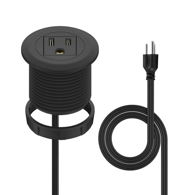 Desk Power Grommet Kungfuking de 2 pulgadas con 1 toma de corriente y cable de 1 m