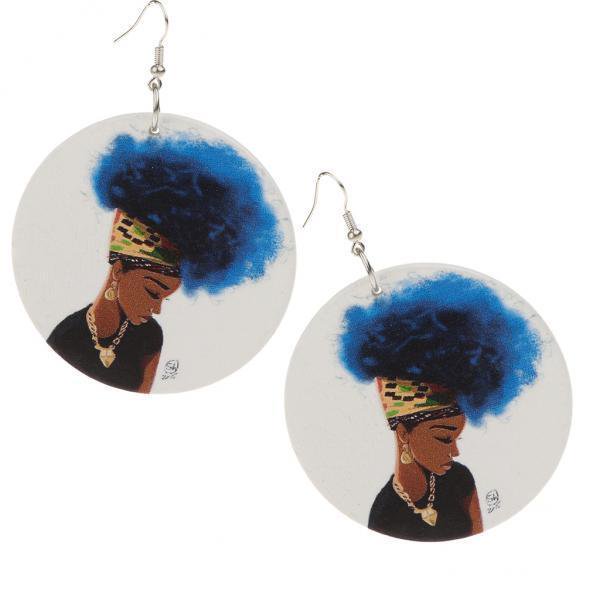 Wooden Dangle Earrings,Hook Earrings,Drop Earrings ,African Woman Pattern Earrings,Bohemian Studs Earrings,Vintage Earrings Women Jewelry,Art Craft Yinane Pendientes colgantes de madera