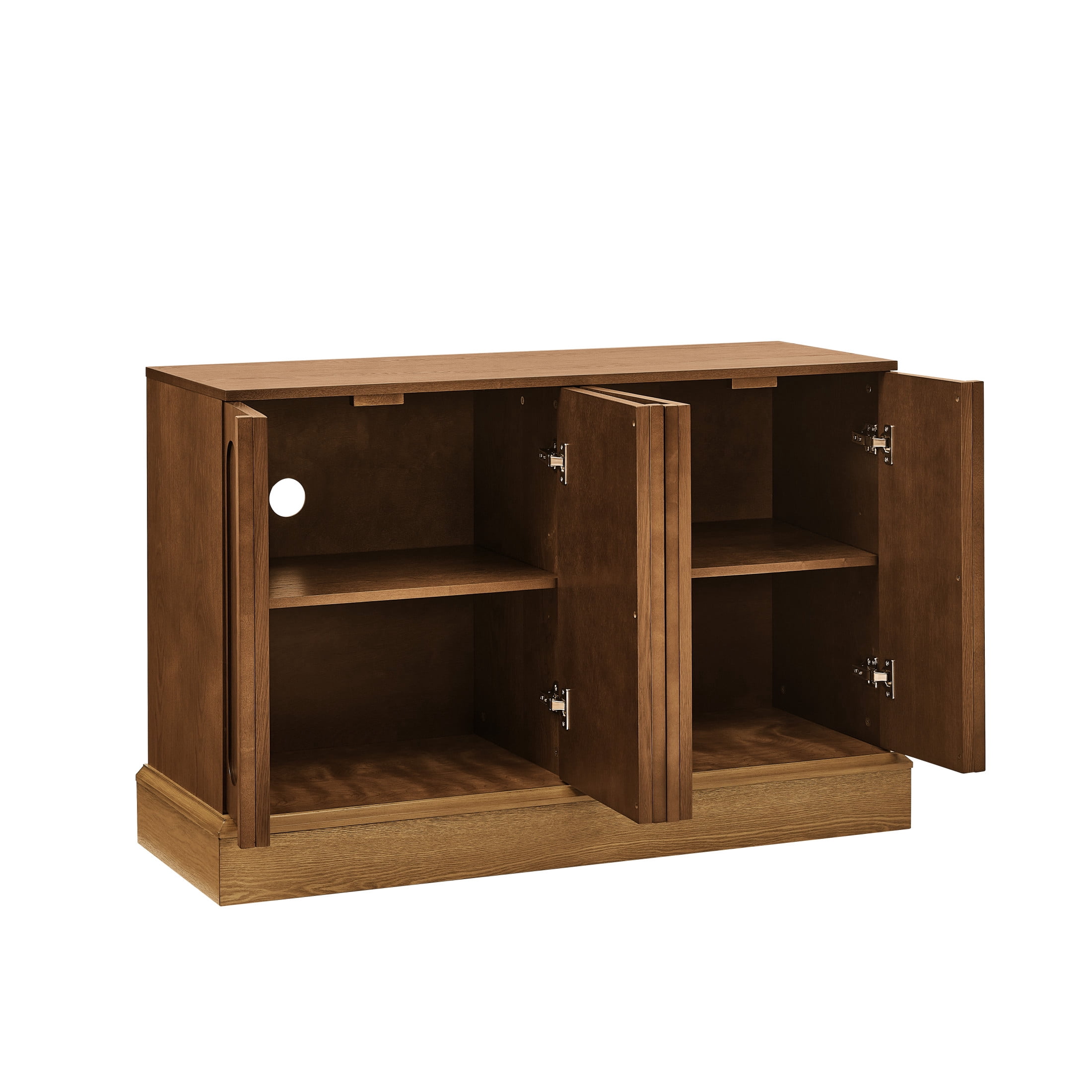 GDF Studio 44.8" Mid Century Modern Fluted Sideboard Cabinet with Adjustable Shelves, Walnut+Natural