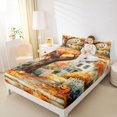 thumbnail image 3 of Manfei Classic Halloween Pumpkin Lantern Queen Sheets,Bat Silhouette Queen Sheet Sets,4-Piece,1 Flat Sheet,1 Fitted Sheet and 2 Pillowcases, 3 of 6