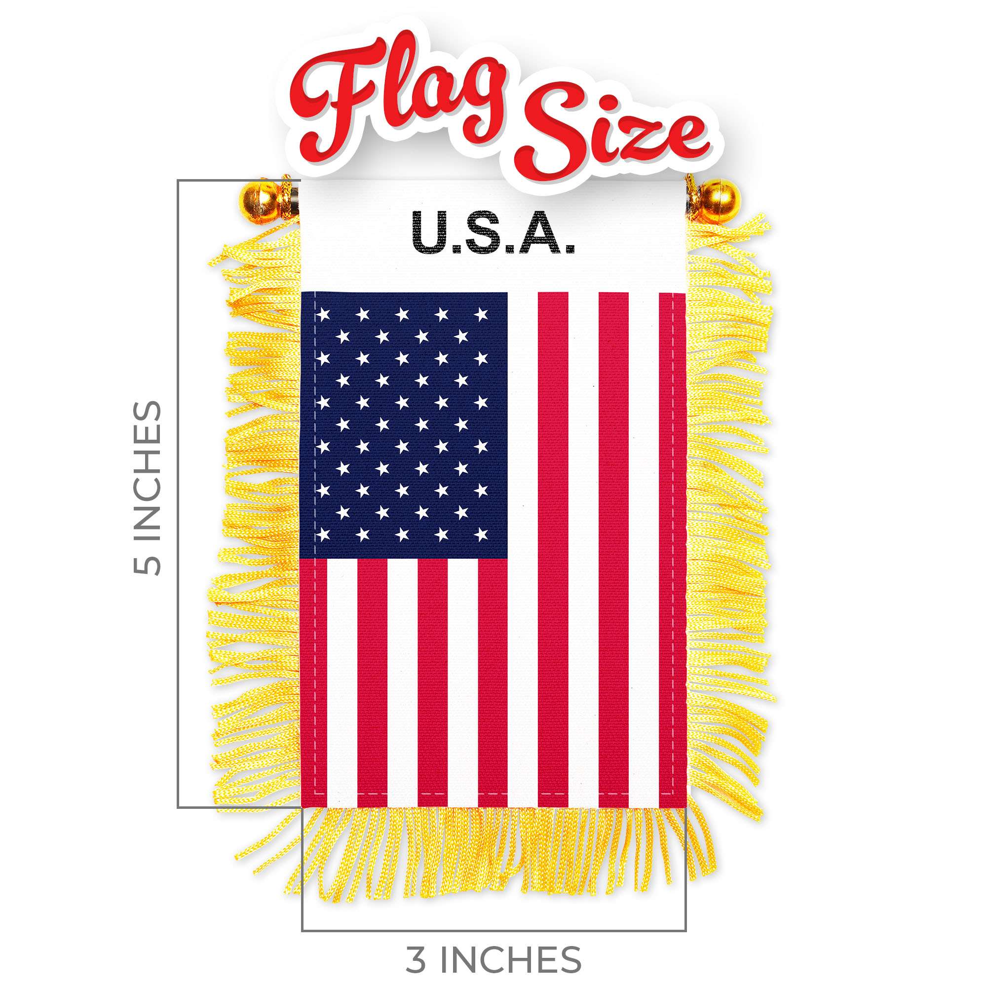G128 2 Pack: USA American Fringy Flag | 3x5IN | Fringy Hanging Double Sided Flag with Suction Cup, Window and Car Rearview Mirror Decor