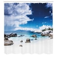 thumbnail image 3 of Ambesonne Scenery Shower Curtain, Digital Rocks and Ocean, 69"Wx70"L, White Blue and Grey, 3 of 5