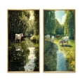 thumbnail image 2 of Designart "Rural Scene Cows by a Lake IV" Animals Cow Framed Wall Art Set Of 2 - Modern Green Framed Wall Art Set Of 2, 2 of 6