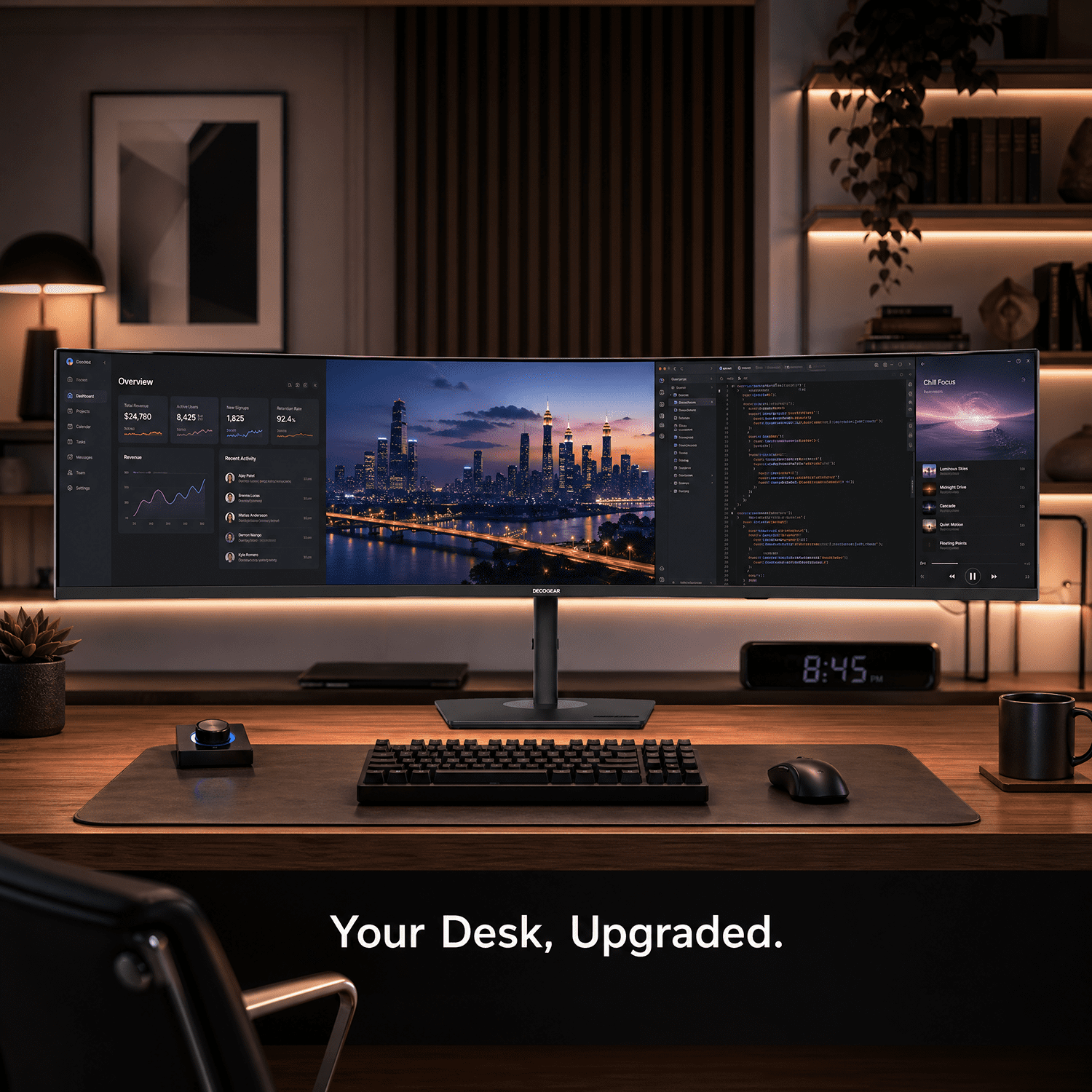 Deco Gear 49" Curved Ultrawide DQHD Monitor, 5120×1440, 165Hz, 1ms MPRT, 32:9, 1500R, HDR, Adaptive Sync, USB-C, HDMI 2.1, DisplayPort 1.4, PIP/PBP, RGB Lighting