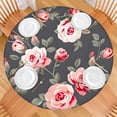 thumbnail image 2 of Pioneer Flower Floral Print Pattern Round Fitted Tablecloth with Elastic Edge,Dining Table Cover Waterproof,Outdoor Round Tablecloth for Camping,Dining,Indoor and Outdoor, 2 of 7