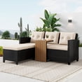thumbnail image 2 of SUNTONE Patio Conversation Set - 3 Piece Patio Sectional Sofa Set, Coffee Table, Black/Beige, 2 of 12